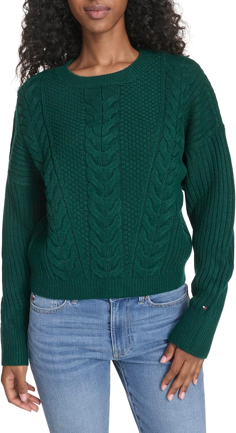 

Женский однотонный свитер Bobbi с круглым вырезом Tommy Hilfiger, Forest