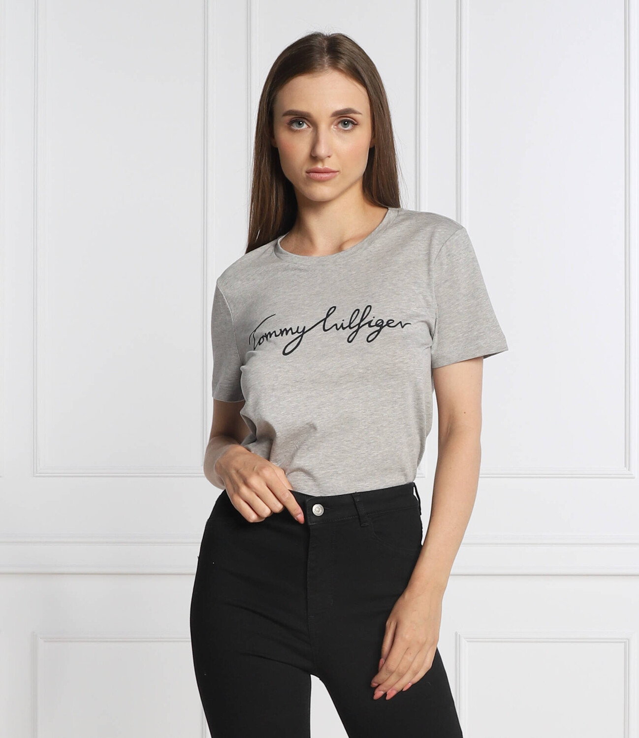 Футболка Tommy Hilfiger regular fit, серый — фото 3