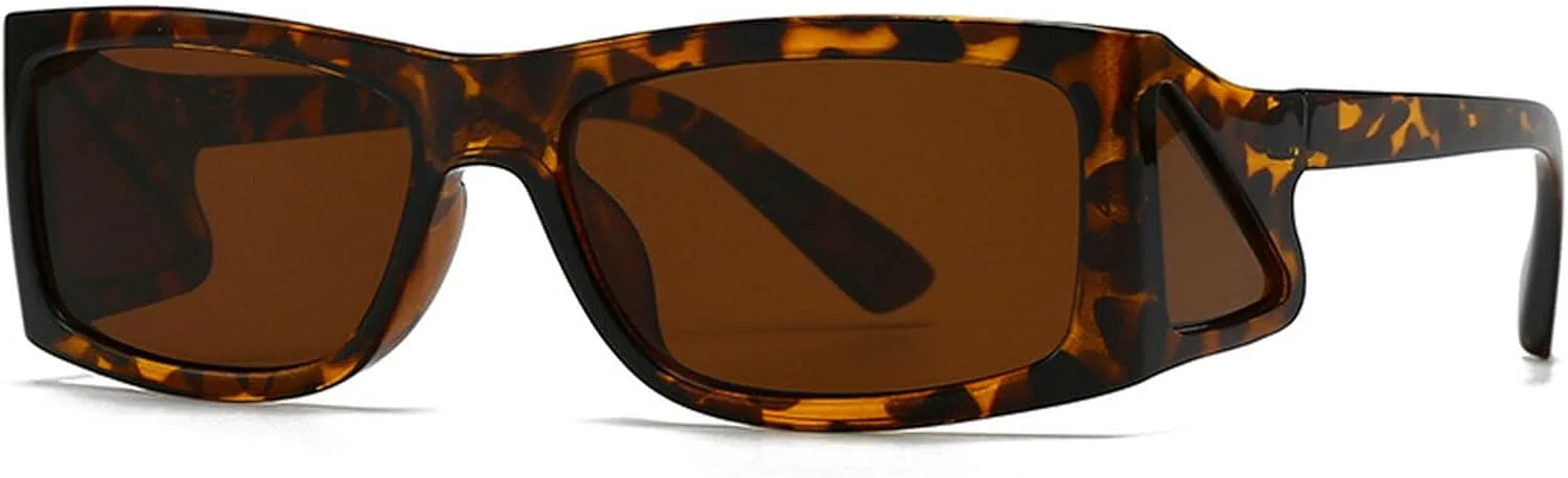 

Солнцезащитные очки в стиле ретро, ​​прямоугольные, узкие, модные, небольшие, в квадратной оправе, в стиле 90-х, с защитой от УФ-излучения mincl, Leopard Brown