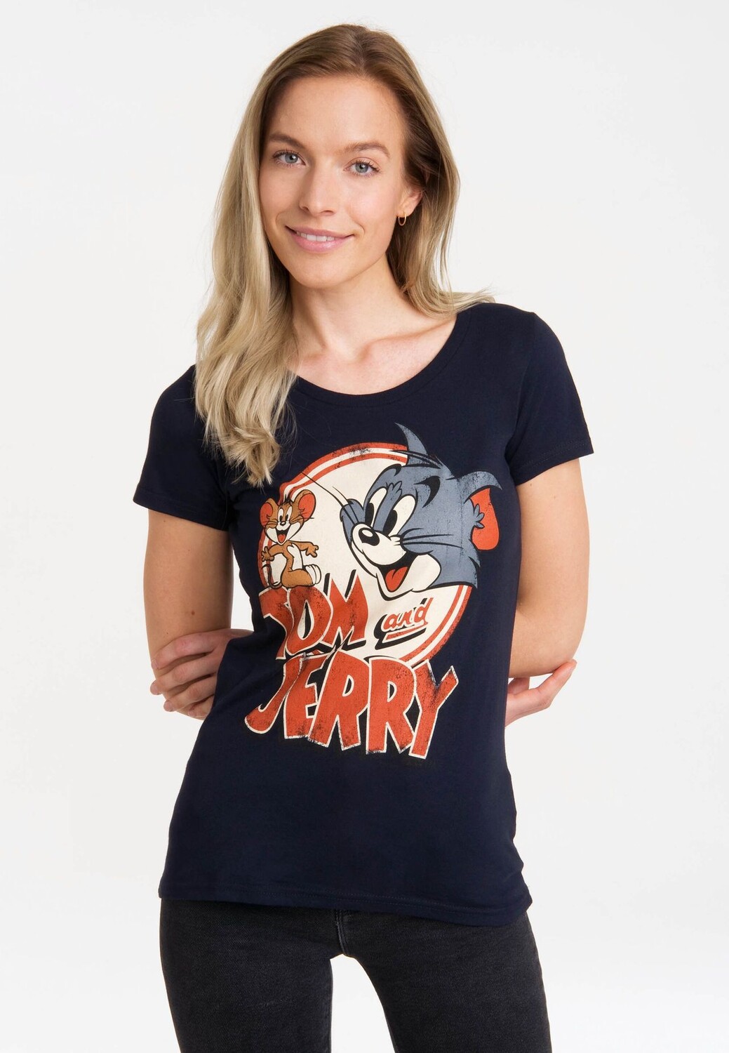 Новая футболка для девочек с логотипом Tom & Jerry LOGOSHIRT, темно-синий — фото 3