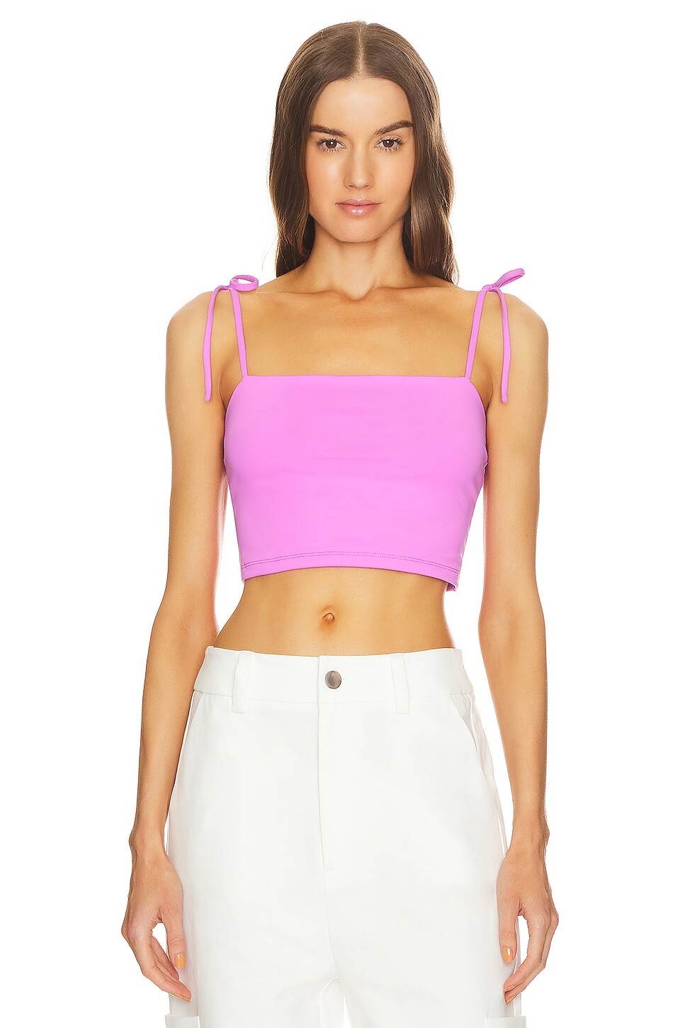 

Топ Susana Monaco Tie Shoulder Crop, цвет Bubble