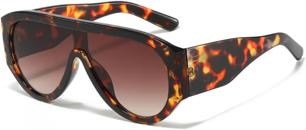 

Модные женские солнцезащитные очки в стиле ретро, ​​цельные, красные и зеленые, с защитой от УФ-излучения UV400; мужские солнцезащитные очки с градиентным покрытием SZVVBKK, Leopard Tea Gradient