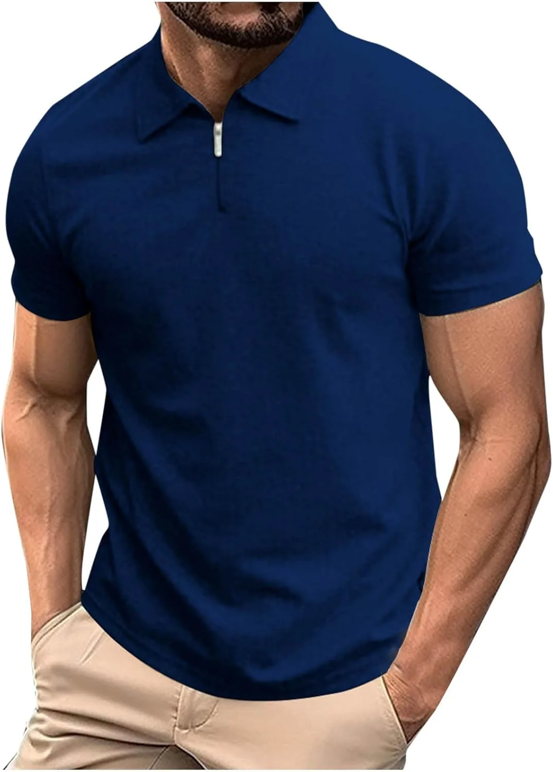 

Мужская футболка с коротким рукавом и молнией Slim Fit Dademeo