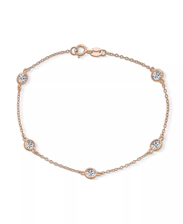 

Элегантный изящный браслет на лодыжку с кубическим цирконием, стерлинговое серебро, 9-10 дюймов Bling Jewelry, rose