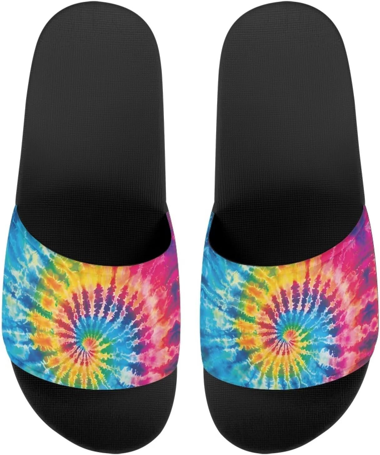 

Сандалии EVA с одной полосой, с рисунком подсолнухов, с мягкой подошвой, открытым носком, противоскользящие, на плоской подошве для женщин и мужчин Drnuikhe, Tie Dye Rainbow Print