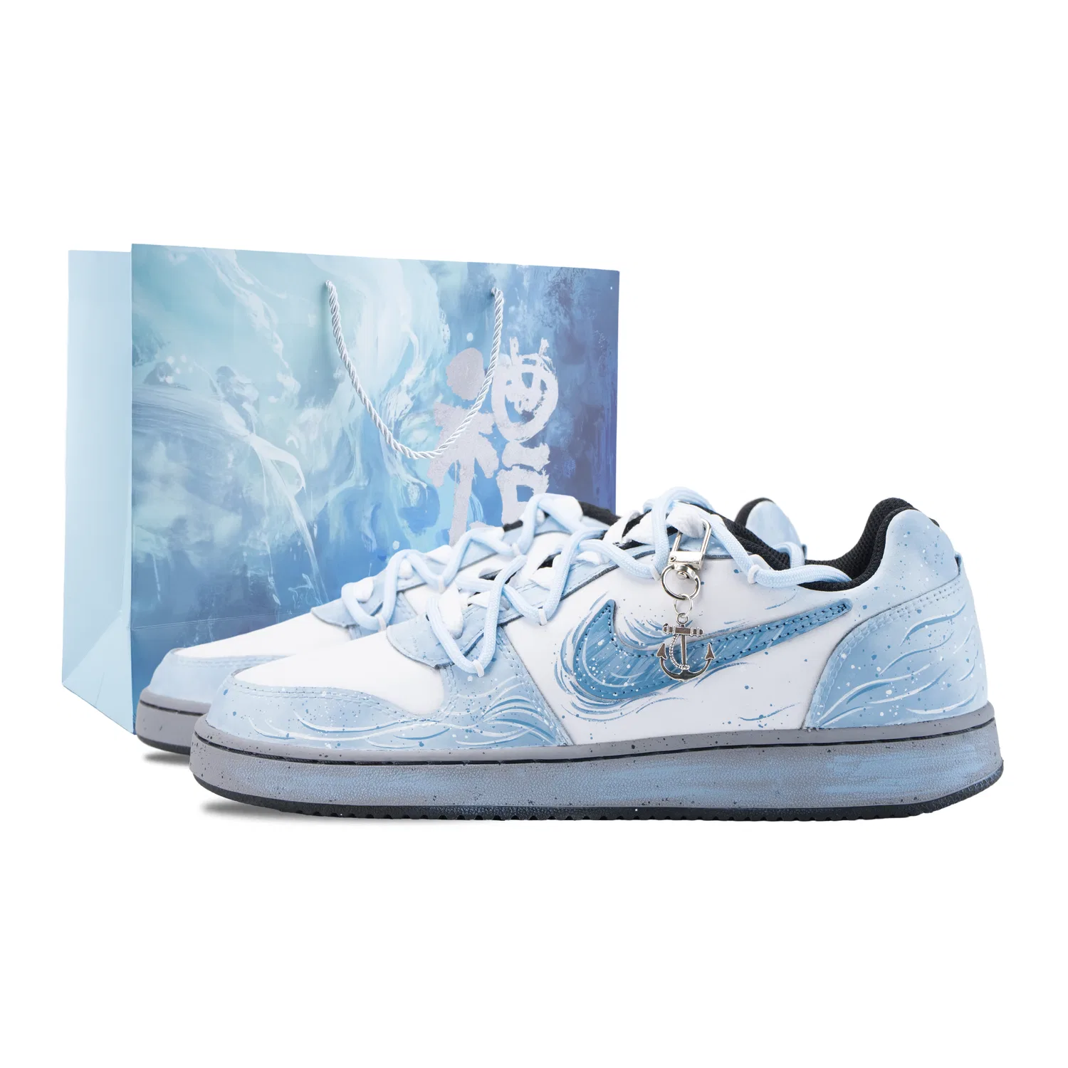 Кроссовки кеды Nike EBERNON White Waves Chasing Sand сине-белые
