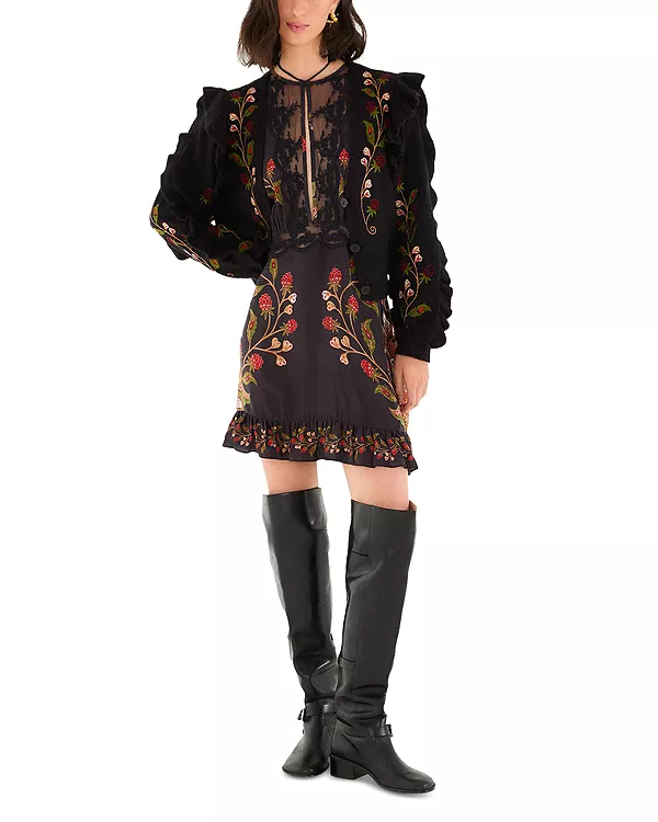 

Вязаный кардиган с V-образным вырезом и вышивкой в виде ягод Farm Rio, черный