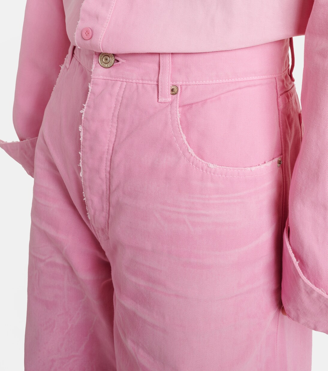 Джинсы с высокой посадкой и широкими штанинами Balenciaga, Baby Pink — фото 4