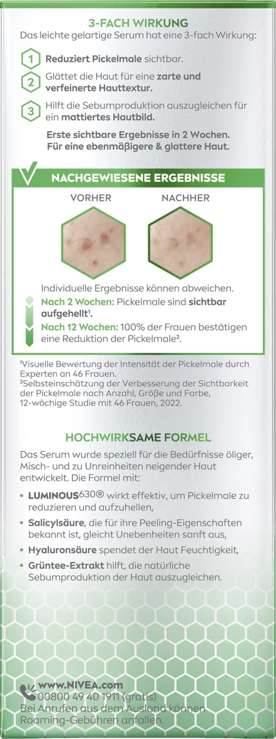 Сыворотка Nivea — Для лица Cellular Luminous630 Anti-Pigmentflecken Pickelmale Serum — фото 2