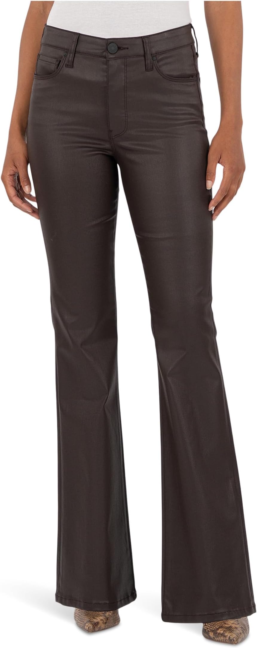 

Джинсы KUT from the Kloth Ana High-Rise Fab Ab Flare-Baby Dn All Over, цвет Chocolate