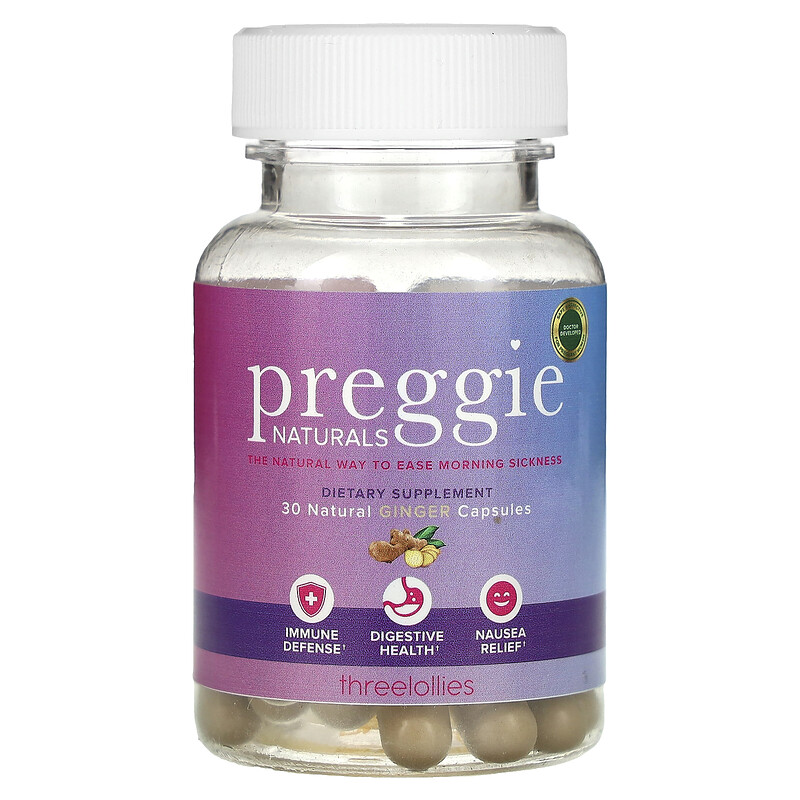 

Preggie, Натуральный имбирь, 1000 мг, 30 капсул (500 мг на капсулу)