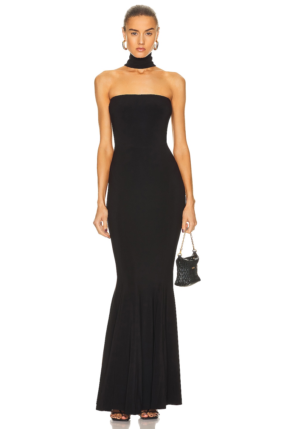 

Платье Norma Kamali Turtleneck Strapless Fishtail Gown, черный