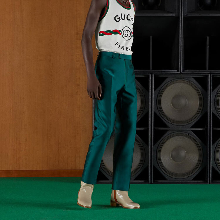 Повседневные брюки мужские зеленые Gucci, зеленый — фото 2