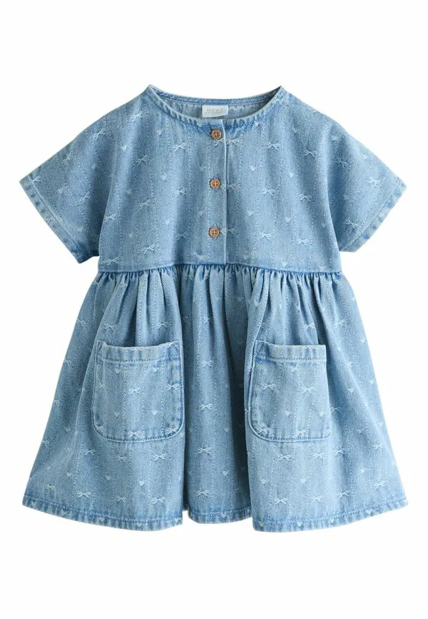 Джинсовое платье прямого кроя с короткими рукавами Next, Denim Bow