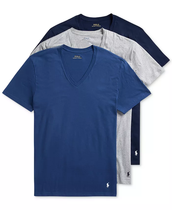 

Мужские классические майки с V-образным вырезом, 3 шт Polo Ralph Lauren, мультиколор