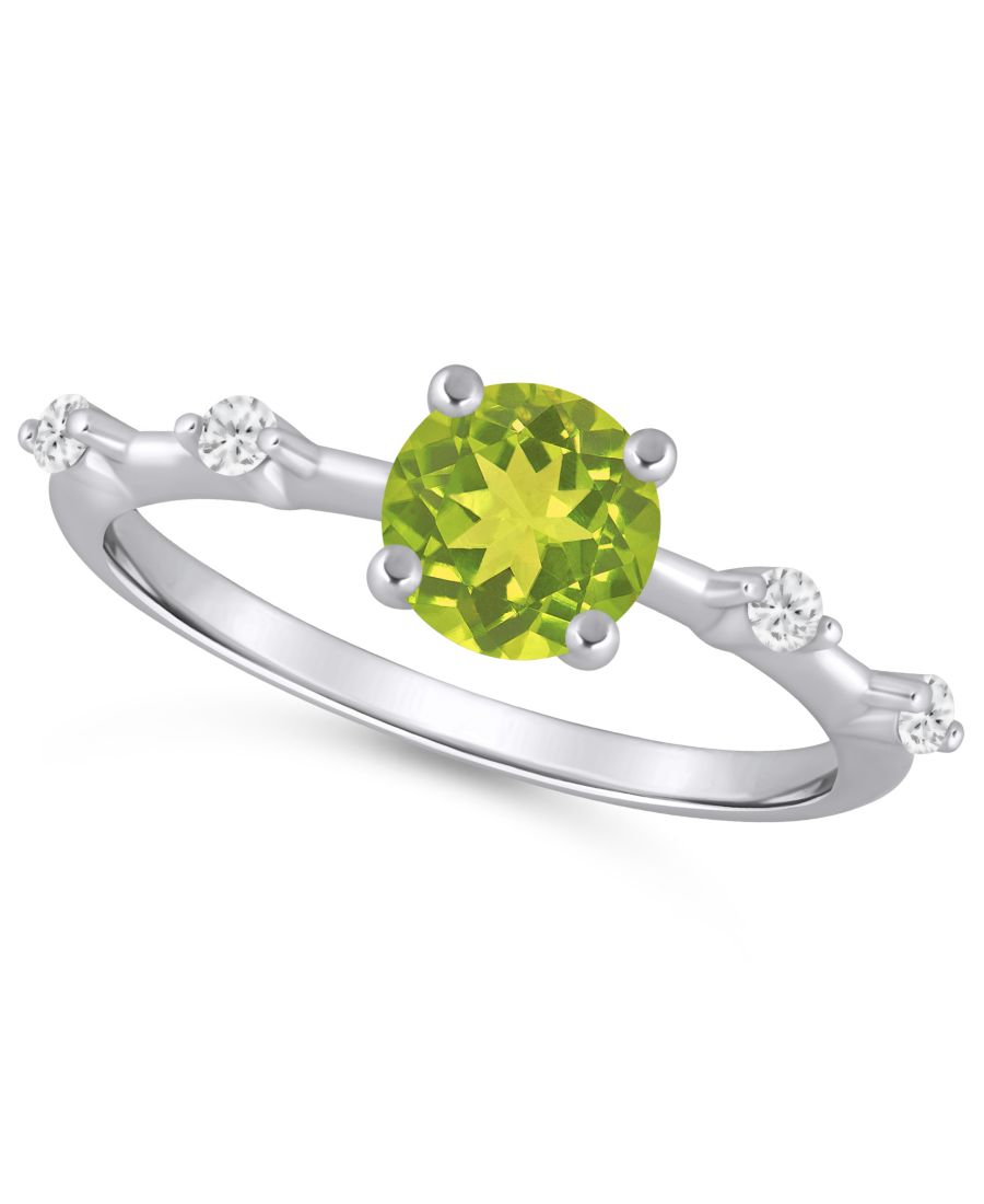 

Кольцо с аметистом (3/4 карата) и белым бриллиантом (1/10 карата) из белого золота 10 карат Macy's, Peridot/White Gold