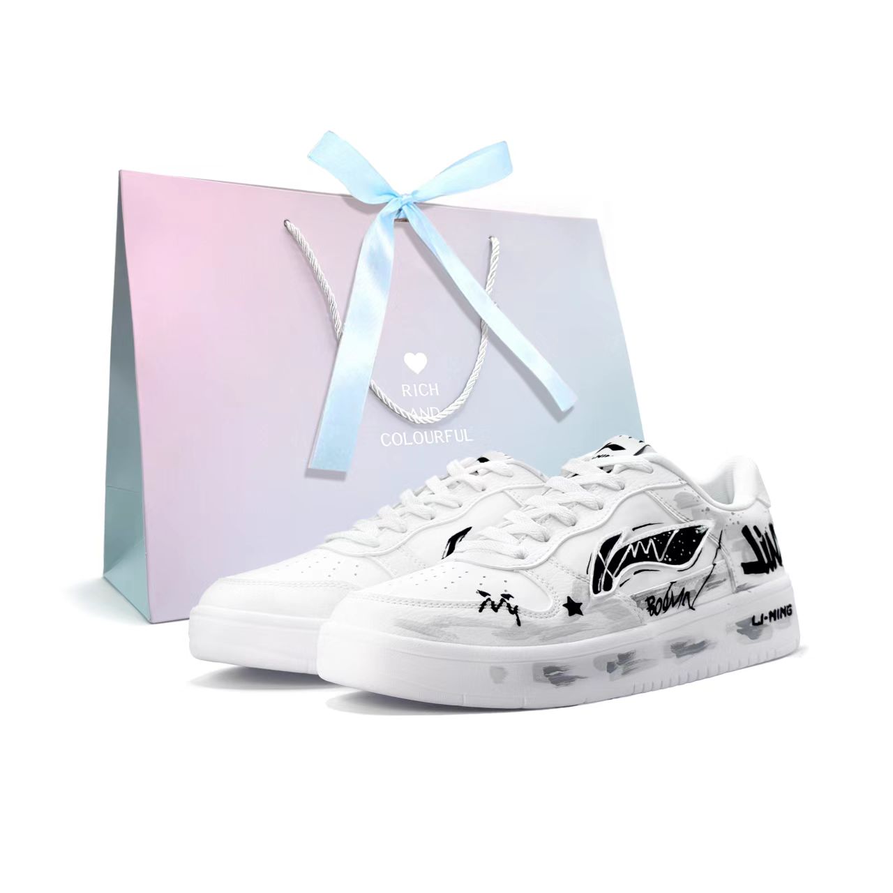 

Понтонные лодки, амортизация, легкие, дышащие кроссовки low top Skateboard Shoes Unisex LINING, черный/белый