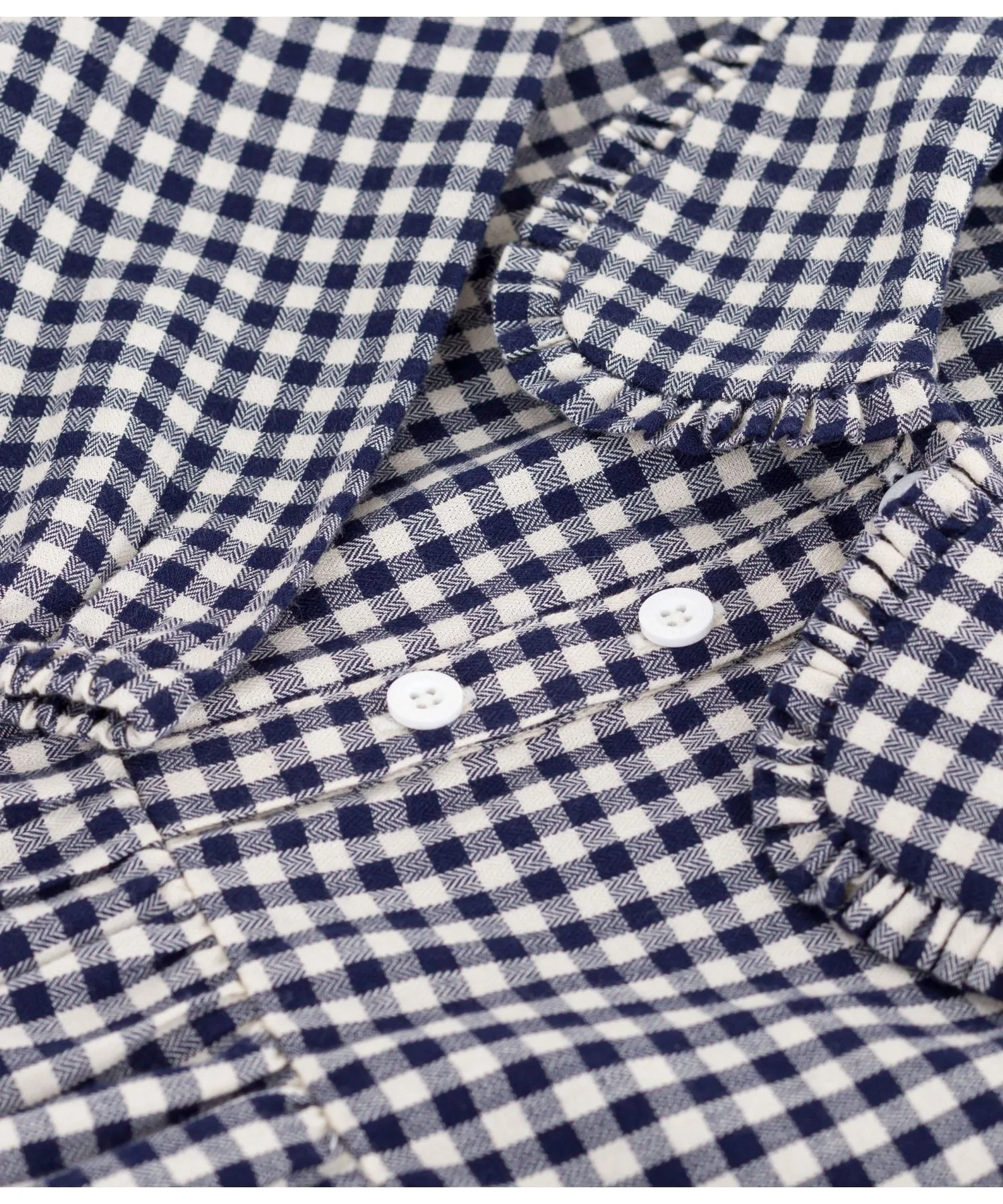 Детское платье клетчатое с длинным рукавом PETIT BATEAU бело-голубое — фото 3