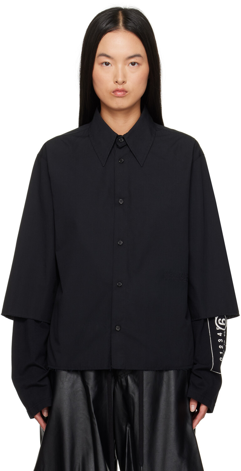 

Черная рубашка из хлопкового поплина с длинными рукавами MM6 Maison Margiela