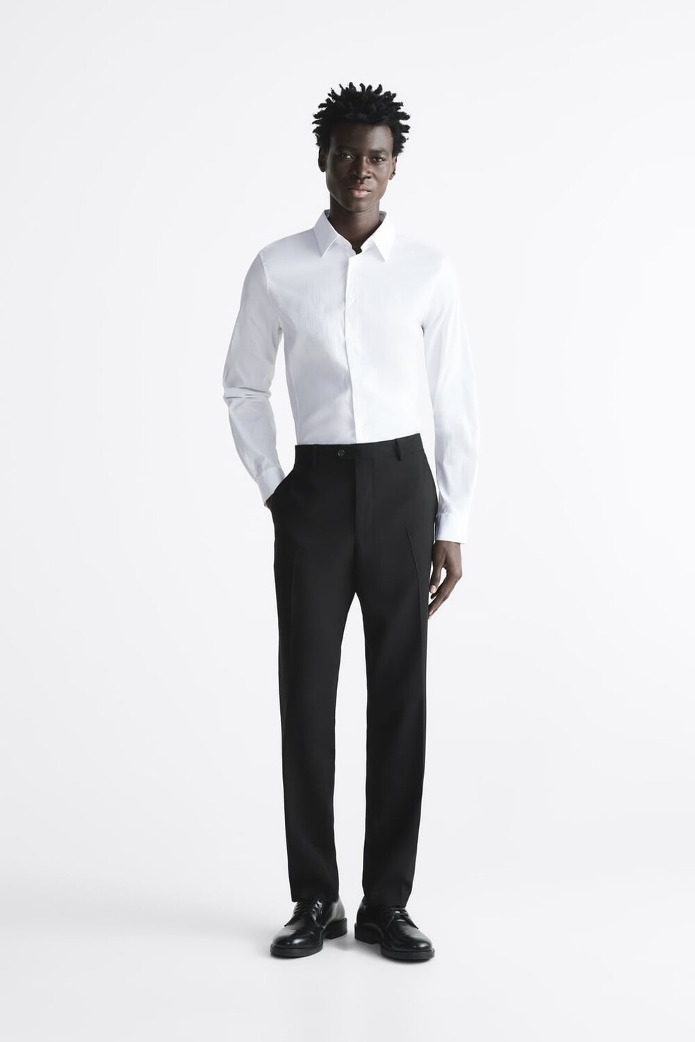 

Рубашка из эластичного поплина ZARA, белый