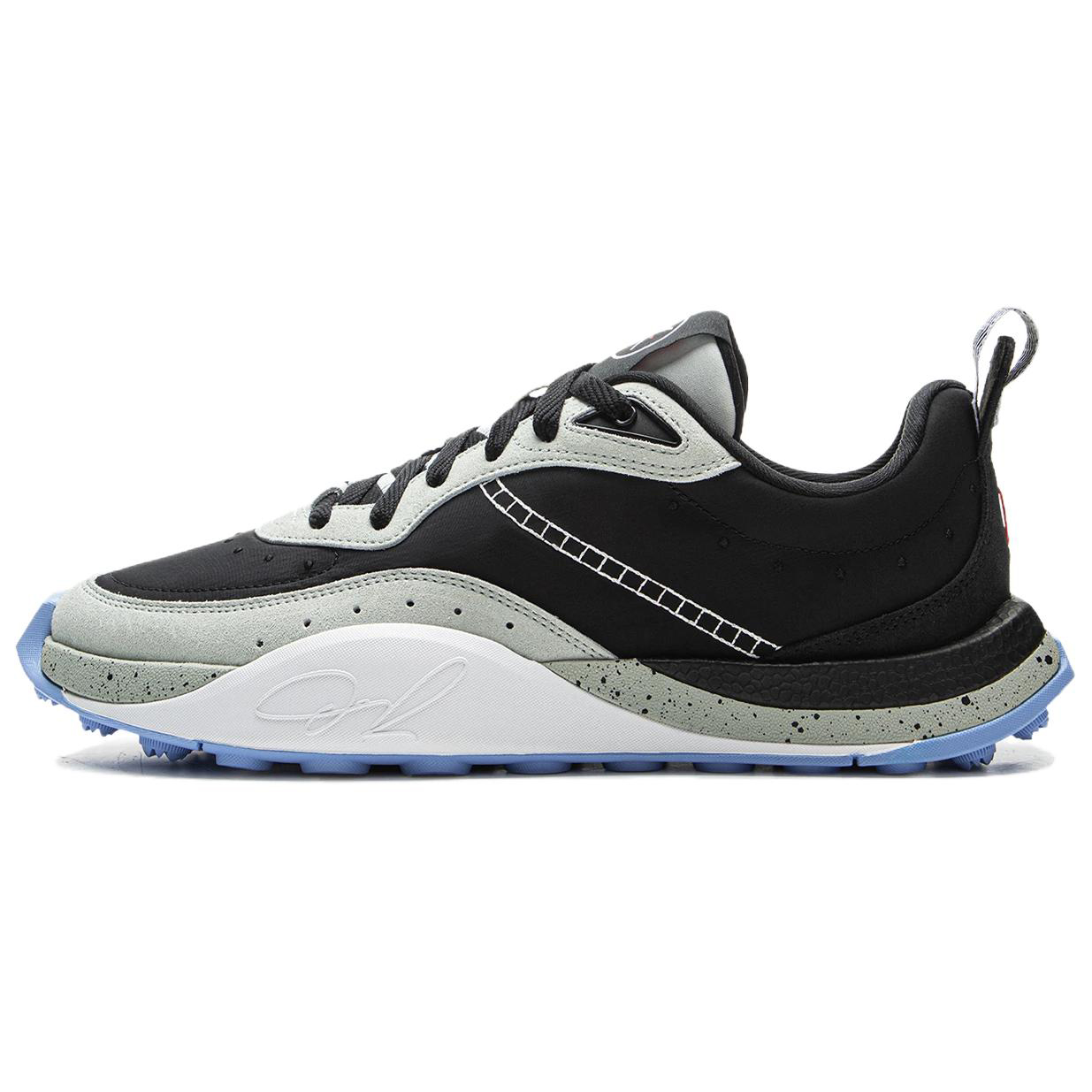 

Wade 1% нескользящие амортизирующие износостойкие баскетбольные кроссовки low top мужские LINING, черный/серый