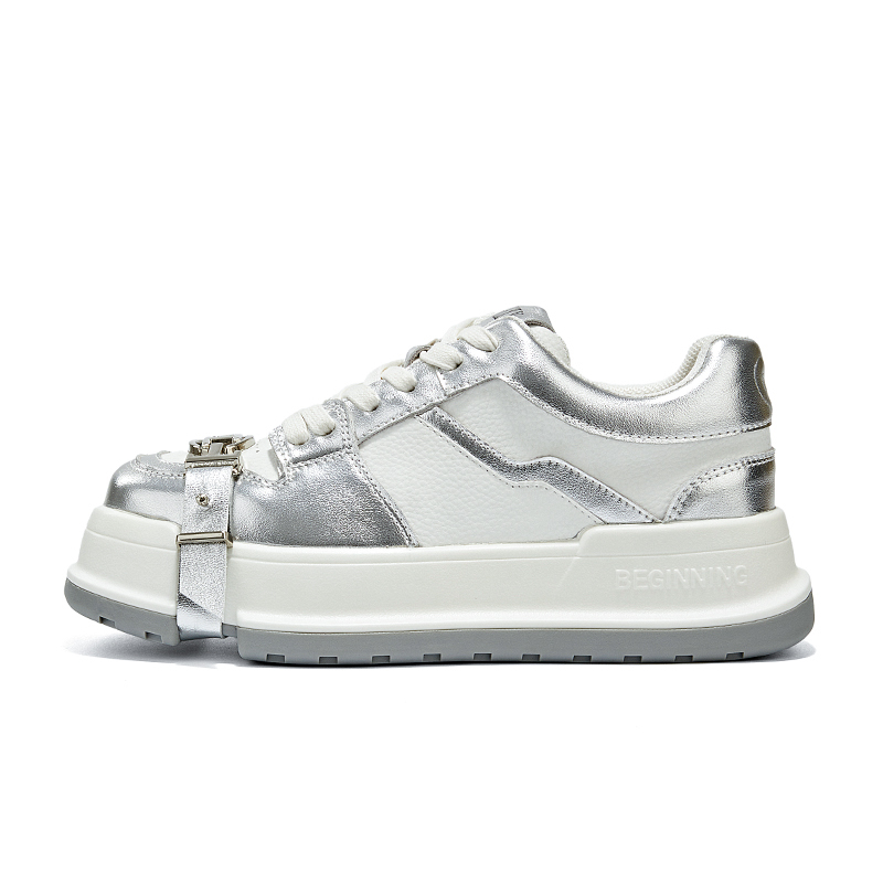 

Кроссовки BURGELY Skateboarding Shoes Women's Low-top Silver/White, белый