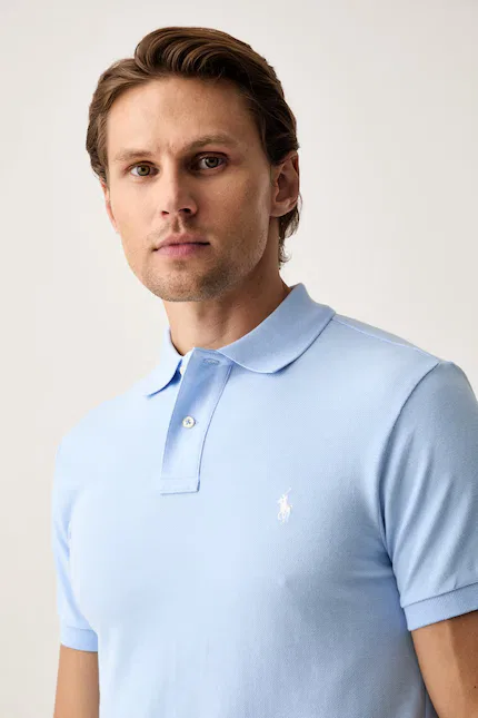 Поло хлопковое модель 710795080016 Polo Ralph Lauren, синий — фото 4