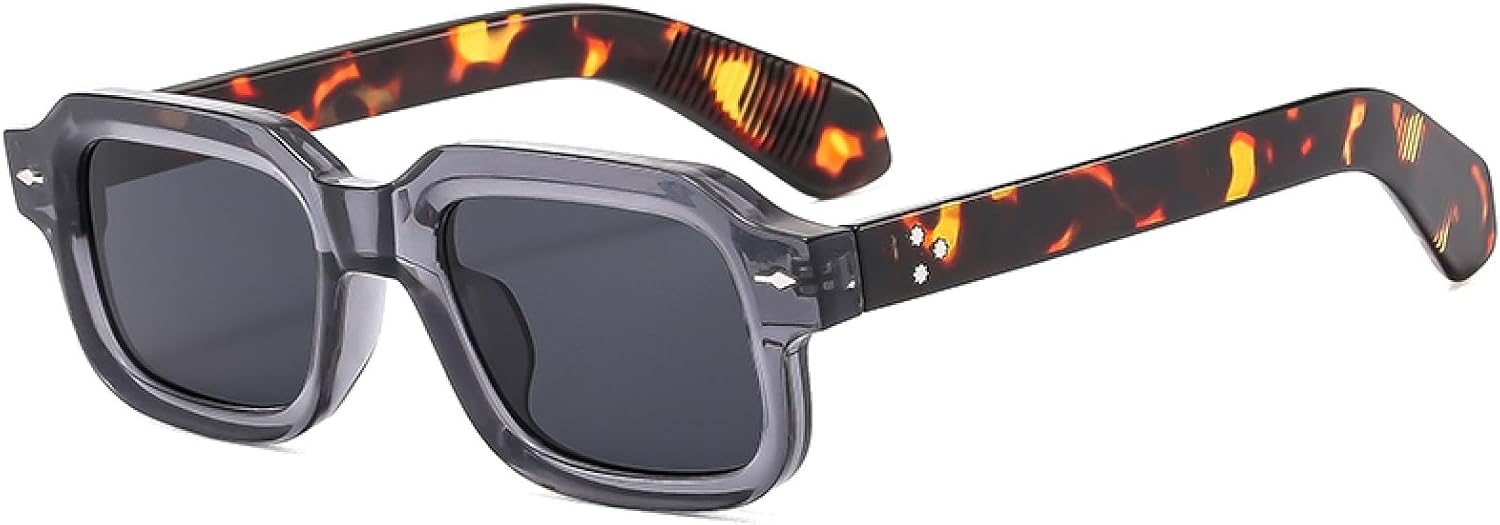 

Солнцезащитные очки в стиле ретро, ​​квадратные, унисекс, для женщин и мужчин, с защитой от УФ-излучения UV400, заклепками, прозрачными линзами цвета океана, модные солнцезащитные очки для походов WNCKSQ, C1