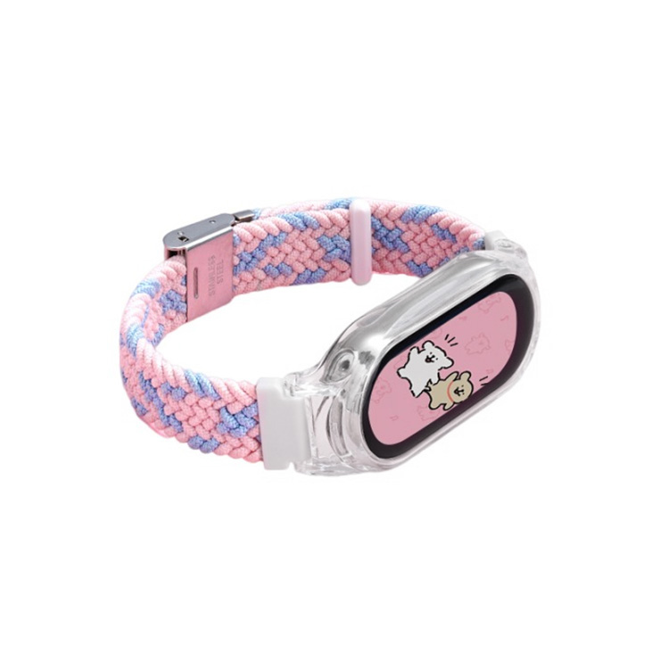 

IBOANN Часы Strap Xiaomi Compatibility Nylon Material 280mm, Snap Button Nylon-Pink Blue