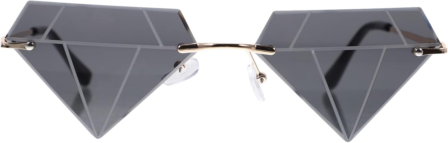 

Солнцезащитные очки LIFKOME без оправы, креативная форма «ромб», для женщин, золотистая оправа, черные и серые линзы, стильные очки для мероприятий, пляжа, дискотеки и стиля 90-х, для подростков и взрослых, Grey