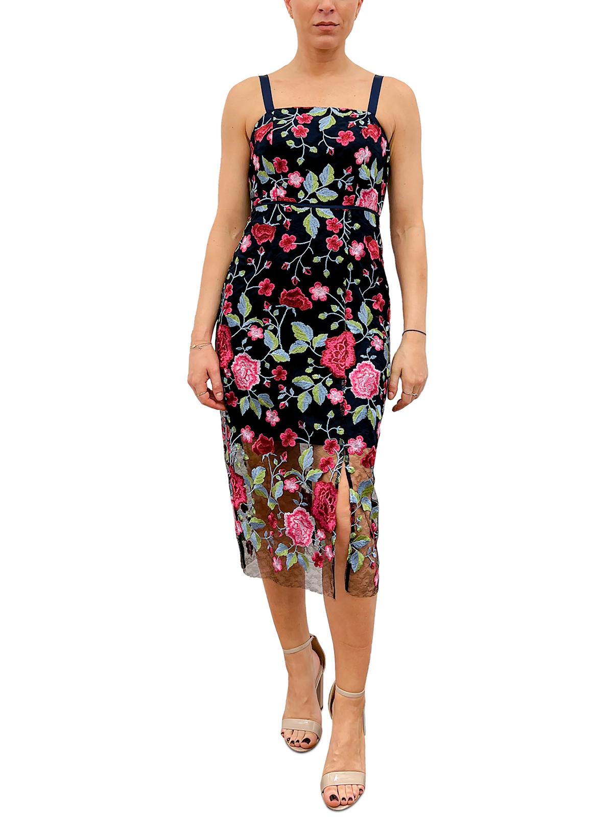 

Женское вышитое платье миди длиной до середины икры Sam Edelman, цвет navy multi