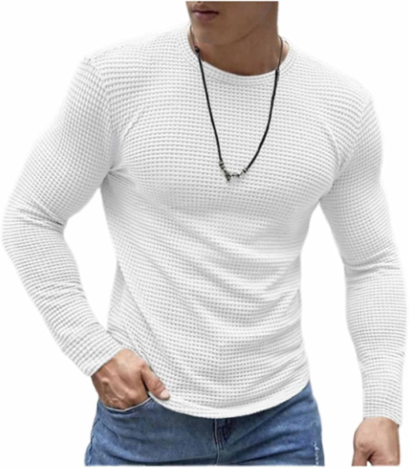 

Футболка для мужчин Casual Slim Fit с длинным рукавом и круглым вырезом
