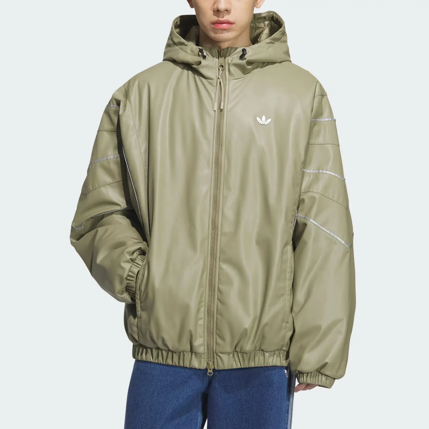 Пуховик оверсайз куртка с наполнителем унисекс Adidas Originals, зеленый — фото 3