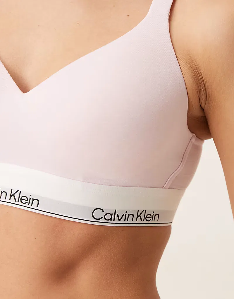 Бюстгальтер-топ Calvin Klein Icon из хлопка и модала с эффектом подтяжки, светло-розовый — фото 4