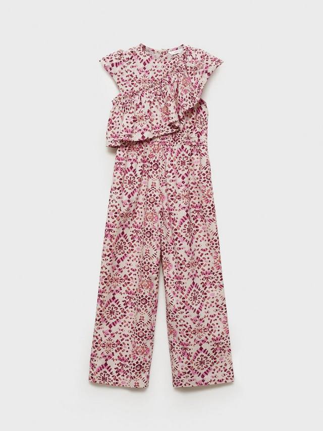 

Детский комбинезон Mariona с рюшами и абстрактным принтом Mango, Pink