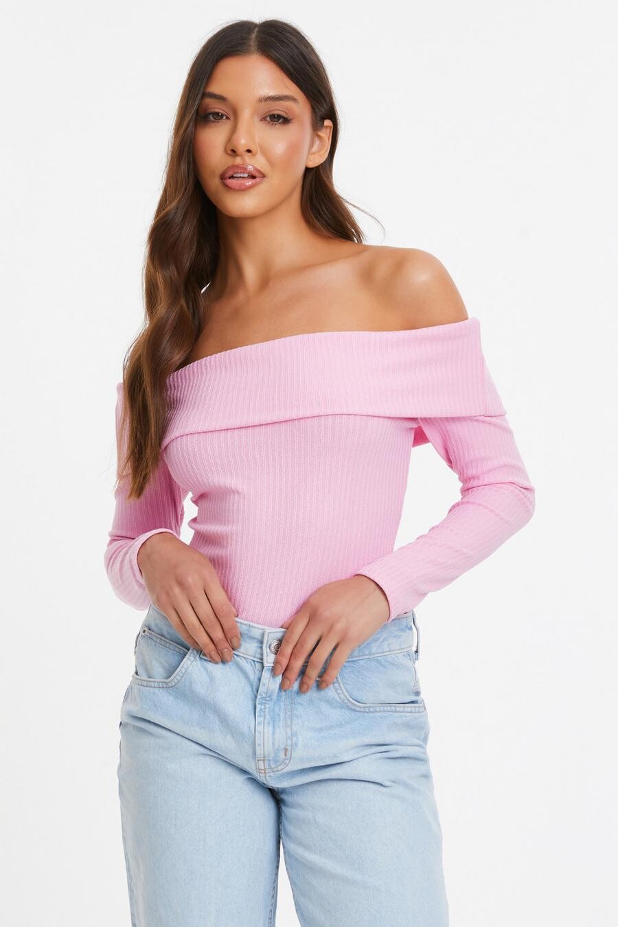 

Розовый топ с вырезом бардо QUIZ Clothing