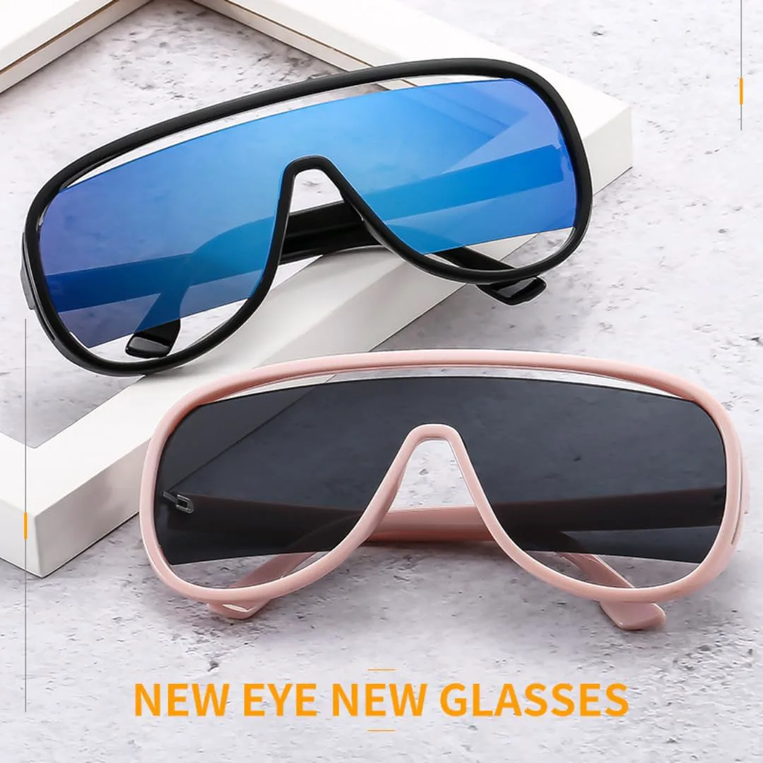 

Модные большие мужские уникальные полые солнцезащитные очки женские ретро цельные градиентные зеркальные очки с защитой от УФ-излучения без оправы UATXTAU, Blue