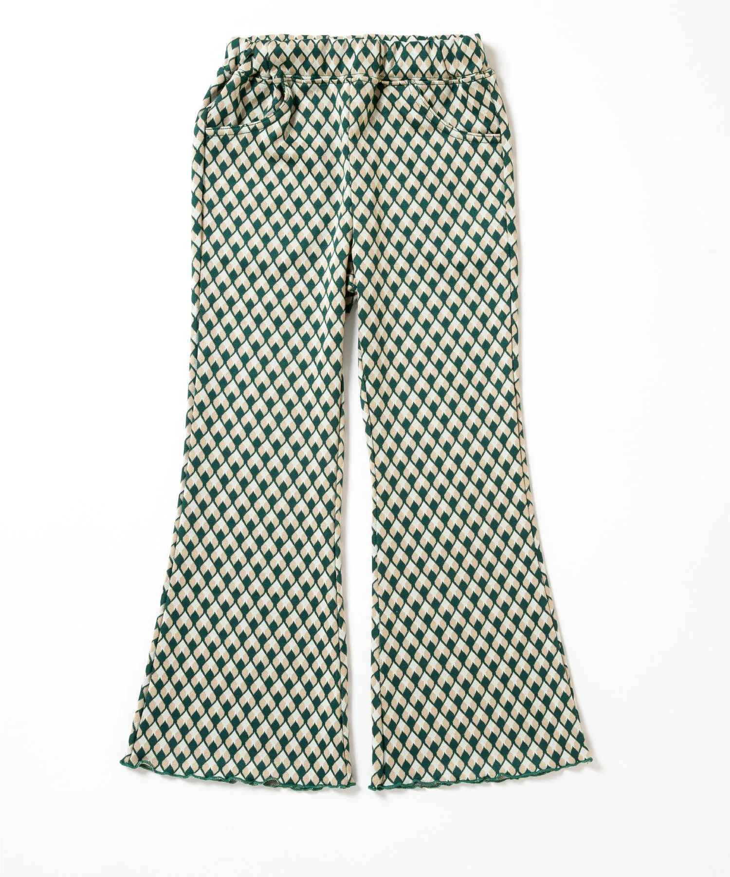 Расклешенные брюки из жаккардовой ткани по всей поверхности Ever Closet, Retro Green — фото 3