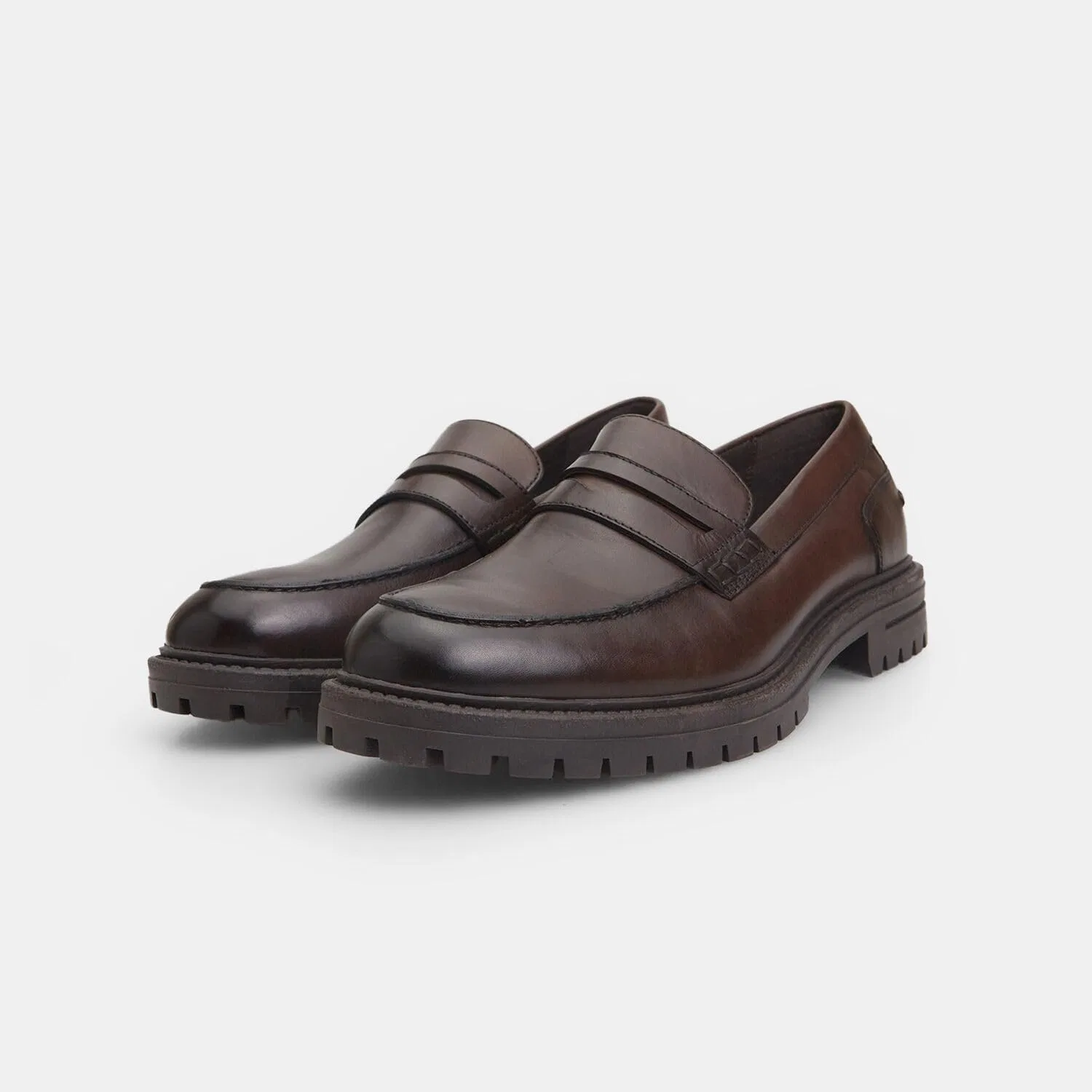Туфли Bata Mocassini da Uomo in Pelle Con Suola Track, Brown — фото 4