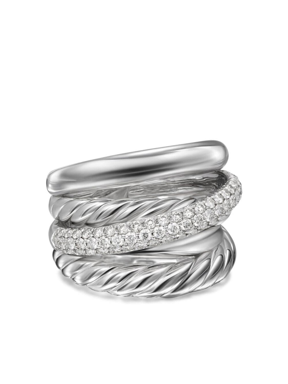 

Кольцо Crossover Five Row с бриллиантами David Yurman, серебряный