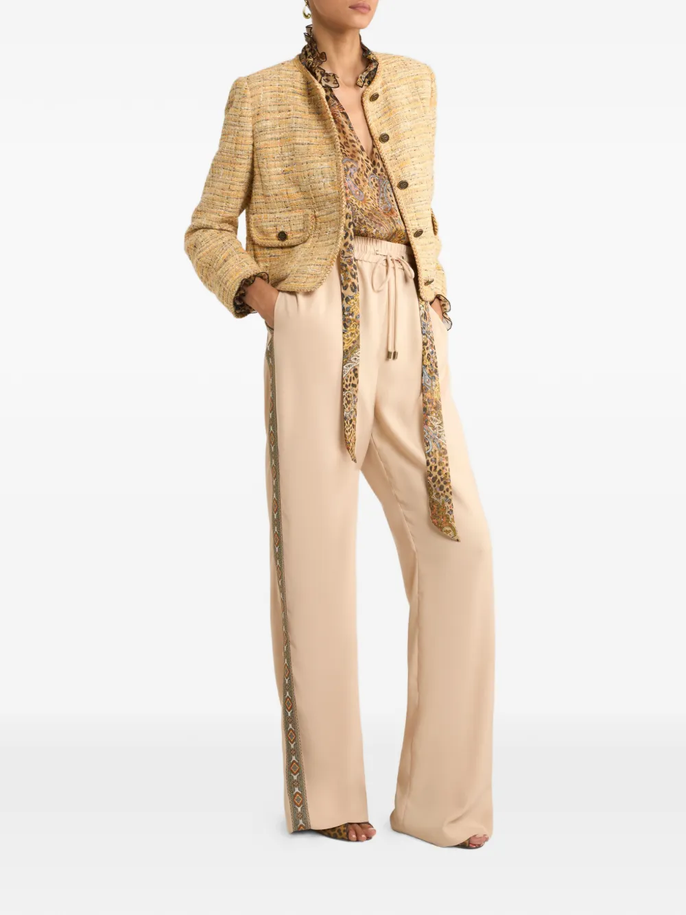 Широкие брюки с кулиской Etro, бежевый — фото 2