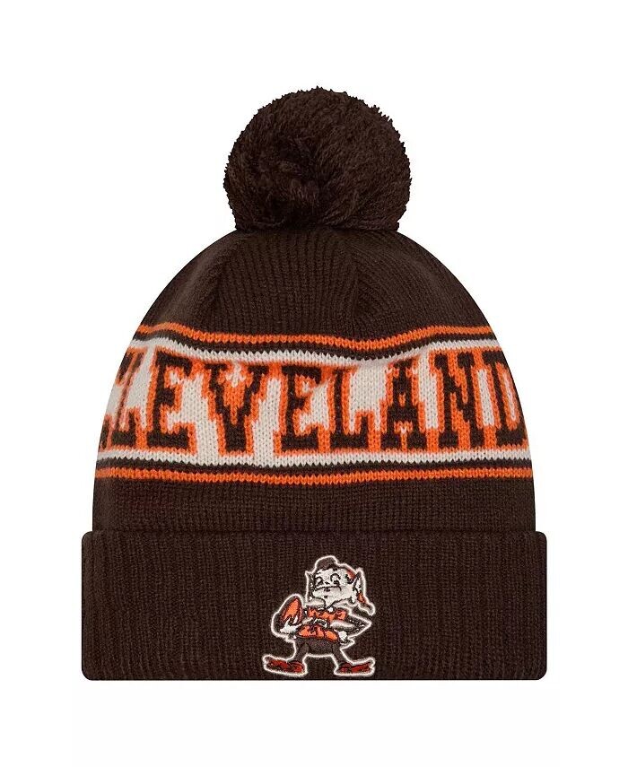 

Мужская коричневая вязаная шапка Cleveland Browns Retro с манжетами и помпоном New Era