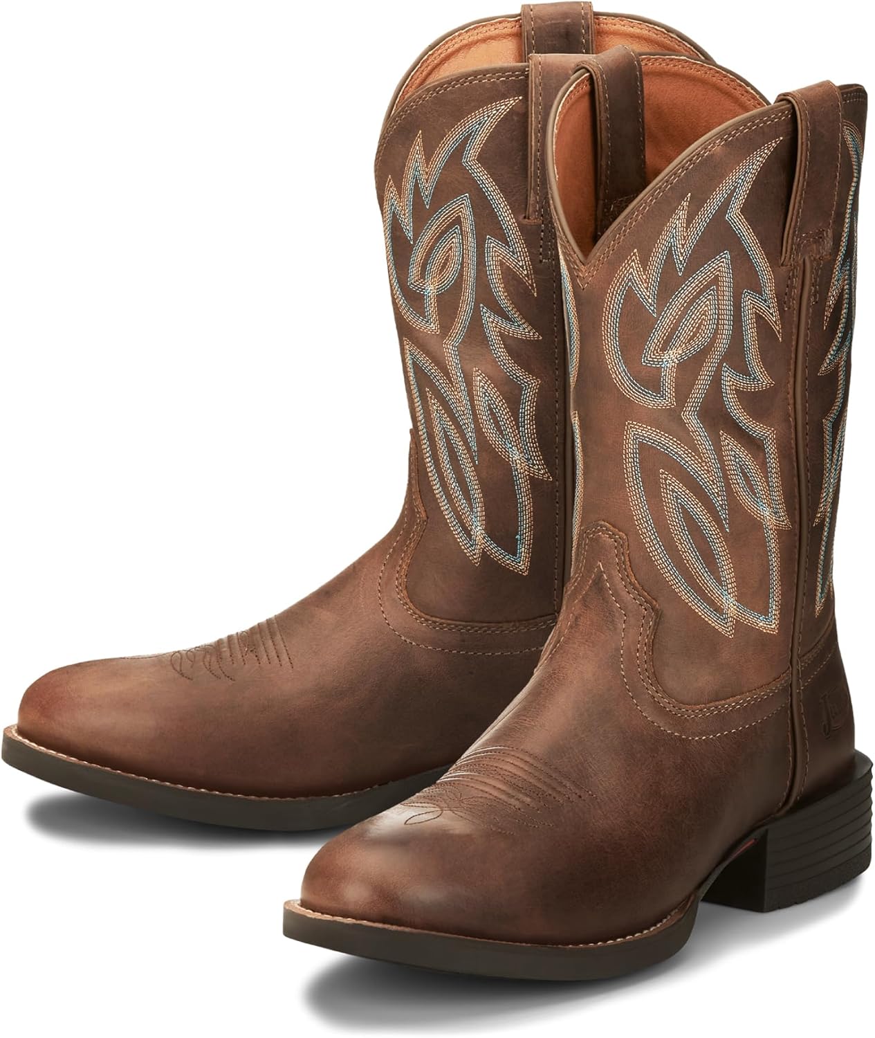 

Ковбойские сапоги Justin Rendon 11 Western - мужские, с круглым носком, из коровьей кожи, с съемной ортопедической стелькой, с противоскользящей резиновой подошвой, Pecan