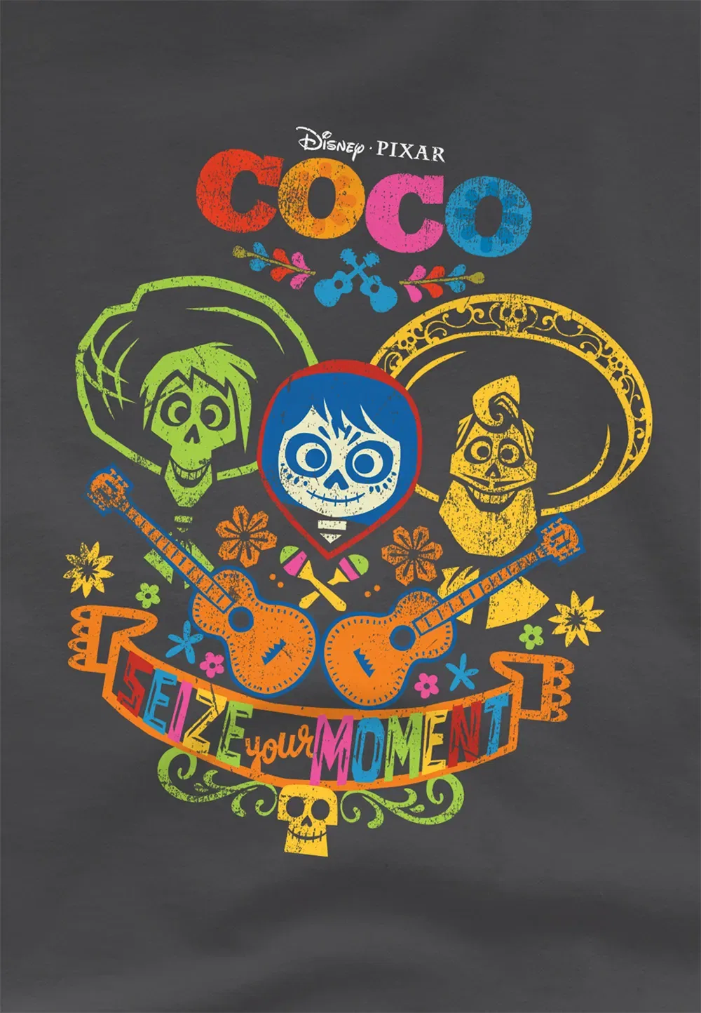 Детская футболка с принтом Coco Miguel Disney, серый — фото 2