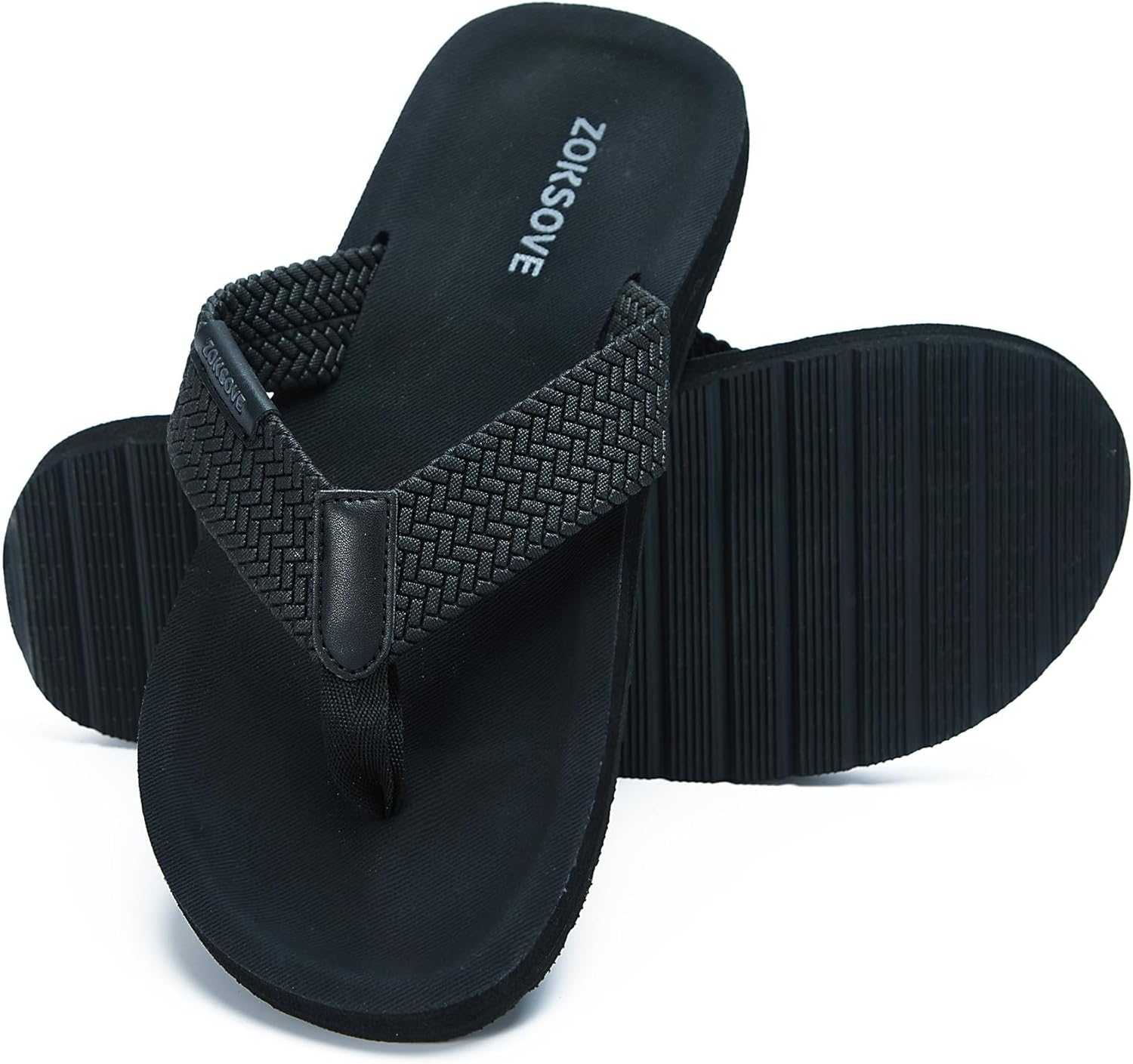 

Мужские шлепанцы - комфортные, быстро сохнущие с тканевыми ремнями, вьетнамки, сандалии - легкие пляжные тапочки, мягкая пена, обувь для дома Zoksove, черный