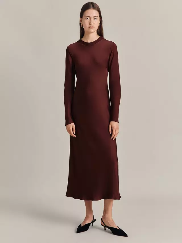 

Платье Ghost Rhea Bias Cut Satin Midi, цвет claret