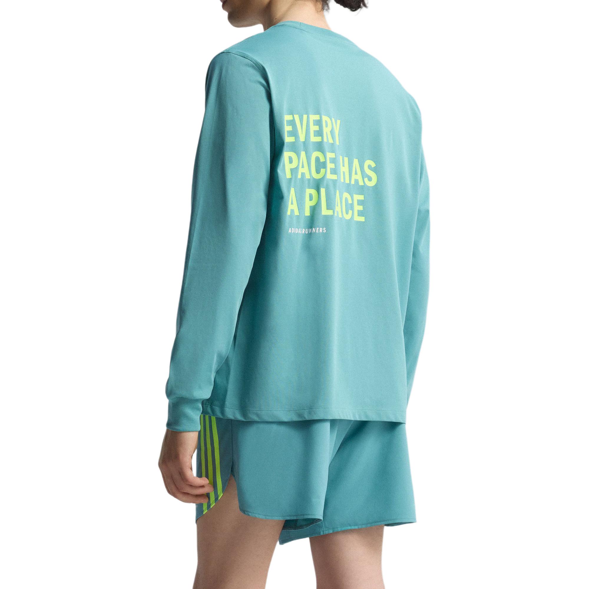 Футболка с длинным рукавом Runners Unisex Adidas, зеленый — фото 4