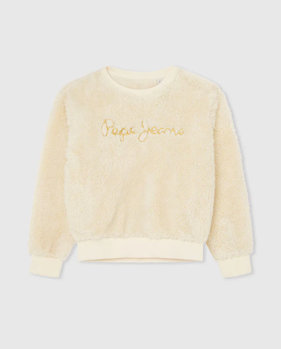

Толстовка из плюшевой ткани для девочки Pepe Jeans, цвет Crudo