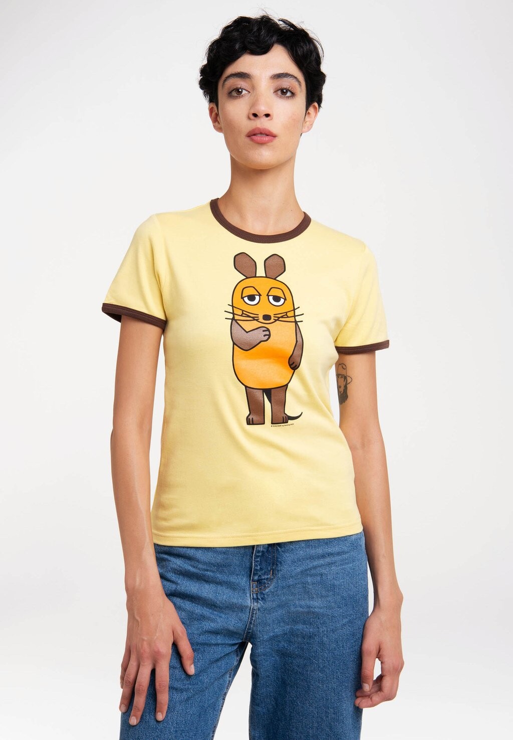 

Футболка с принтом DIE MAUS LOGOSHIRT, цвет gelb/braun