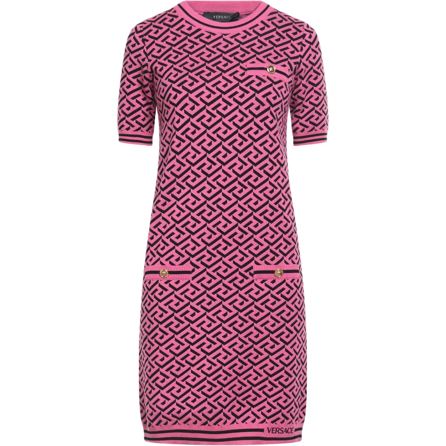 Платье с коротким рукавом VERSACE фиолетовое